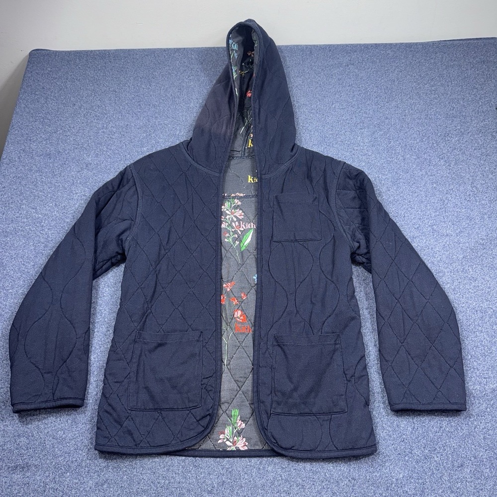Kith Kids Navy Quilted Hooded Jacket Floral Kith Lining Youth 8/9